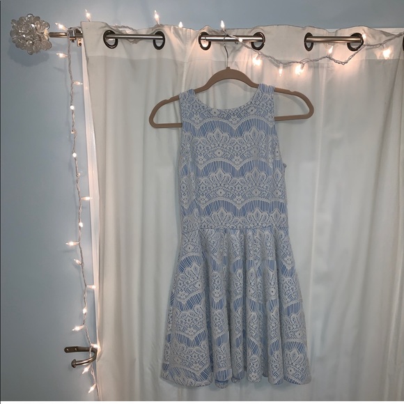 Design Lab Lord & Taylor | Dresses | Design Lab Lace Overlay Light Blue  Skater Dress | Poshmark